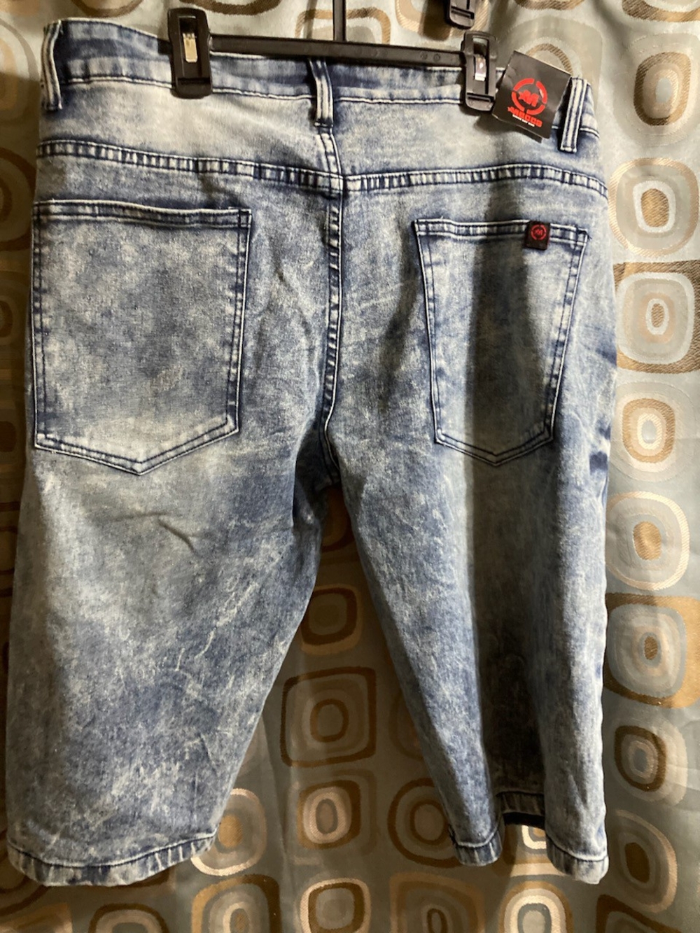 mecca Men's Acid-Wash Blue Relaxed Jeans Shorts